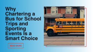 An image of a school bus accompanied by a blog title and a "Read More" button next to it.